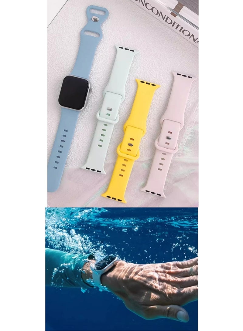 Mint Green 42/44/45/49mm Compatible With Apple Watch erfly Buckle, Suitable For Men And Women, Silicone Eight-Shaped Buckle Strap Wristband Compatible With Iwatch Full Series - Image 3